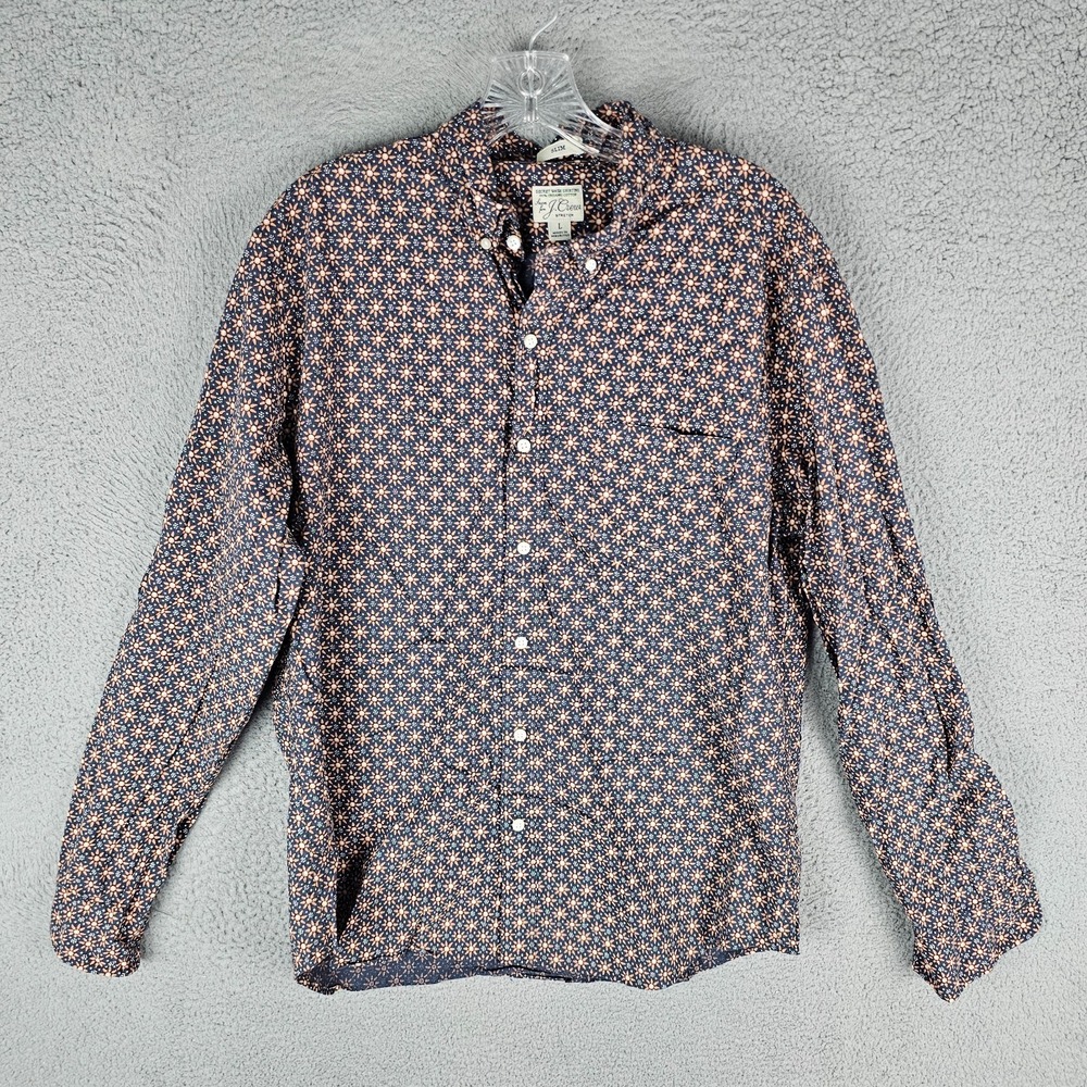 J.CREW Slim Shirt Mens Large‎ Multi Floral Stretch Secret Wash Button Down AP771